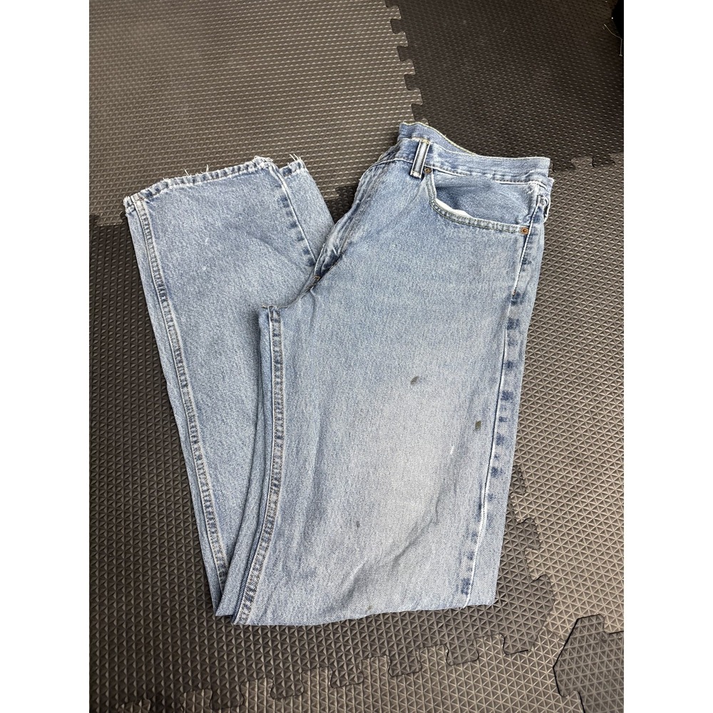 Levi's 505‎ Regular Fit Men's Jeans W35 L36 Light Wash Denim Straight Leg Frayed